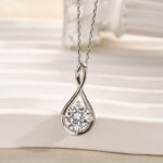 S925 Moissanite Elegant Twist Round Cut Pendant Necklace In Sterling Silver - Image 5