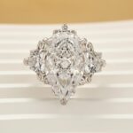 S925 8.0 Carat Pear Cut Three Stone Insert Wedding Ring Set With Engagement Ring Enhancer - Image 6