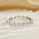 S925 Full Eternity Pear Cut White Gold Wedding Band Anniversary Rings for Her - Image 3