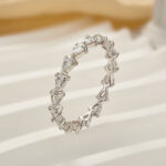 S925 Full Eternity Pear Cut White Gold Wedding Band Anniversary Rings for Her - Image 4