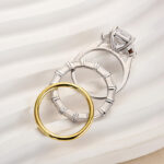 S925 Maxine Honorable Three Stone Emerald Cut 3PC Wedding Set - Image 6