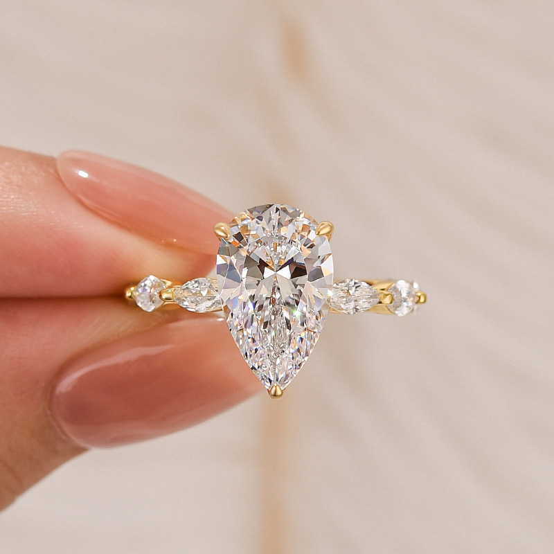 DSC-37231 S925 4.0Ct Pear Cut Vintage Engagement Ring Travel Ring In Sterling Silver - Image 1