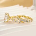 S925 5.0Ct Cushion Cut Engagement Ring With Classic Wedding Band - Image 4