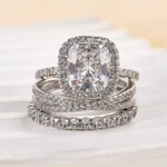 S925 Attractive Halo Cushion Cut 3PC 3.0 Carat Wedding Set - Image 3
