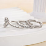 S925 Attractive Halo Cushion Cut 3PC 3.0 Carat Wedding Set - Image 4