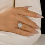 S925 Moissanite 2.0Ct Halo Round Cut Twist White Gold Engagement Ring - Image 2
