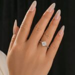 S925 Moissanite Square 2.0Ct Princess Cut White Gold Triple Band Engagement Ring - Image 2