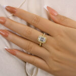 S925 Maxine Attractive Halo Emerald Cut Engagement Ring - Image 10
