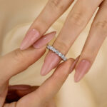 S925 Eternity Round Cut Simulated Diamond Women's Wedding Band In Sterling Silver - Image 2