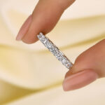 S925 Eternity Round Cut Simulated Diamond Women's Wedding Band In Sterling Silver