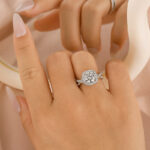 S925 Moissanite 2.0Ct Halo Round Cut Twist White Gold Engagement Ring - Image 3