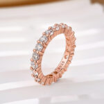 S925 Eternity Round Cut Simulated Diamond Women's Wedding Band In Sterling Silver - Image 14