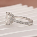 S925 Moissanite 4.0Ct Cushion Cut White Gold Moissanite Diamond Engagement Ring - Image 5