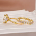 S925 Moissanite 4.0 Ct Oval Cut Yellow Gold Engagement Ring with Oval Cut Eternity Ring - Image 5