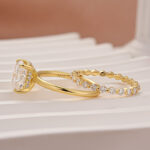 S925 Moissanite 4.0 Ct Solitaire Cushion Cut Yellow Gold Wedding Set - Image 5