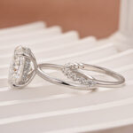 S925 Solitaire 5.5Ct Oval Cut 18K Yellow Gold/ White Gold Wedding Ring Set With Round Cut Wedding Band - Image 17