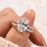 S925 Solitaire 5.5Ct Oval Cut 18K Yellow Gold/ White Gold Wedding Ring Set With Round Cut Wedding Band - Image 7