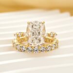 S925 5.0Ct Cushion Cut Engagement Ring With Classic Wedding Band - Image 3