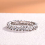 S925 Eternity Oval Cut Simulated Diamond Wedding Band Ring For Women In Sterling Silver - Image 4