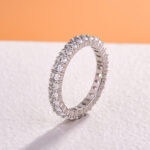 S925 Eternity Oval Cut Simulated Diamond Wedding Band Ring For Women In Sterling Silver - Image 5