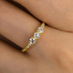 S925 Maxine Chic Yellow Gold Asscher Cut Wedding Band - Image 2