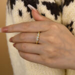 S925 Maxine Chic Yellow Gold Asscher Cut Wedding Band - Image 3