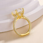 S925 Stunning Yellow Gold Cushion Cut Simulated Diamond Engagement Ring In Sterling Silver - Image 5