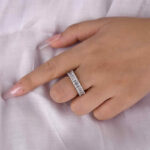 S925 Eternity Emerald Cut Simulated Diamonds Women's Wedding Band - Image 2