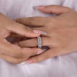 S925 Eternity Emerald Cut Simulated Diamonds Women's Wedding Band - Image 4