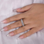 S925 Eternity Emerald Cut Simulated Diamonds Women's Wedding Band - Image 5