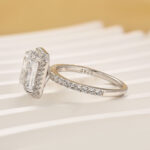 S925 Maxine Halo Radiant Cut Engagement Ring In Sterling Silver - Image 5