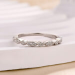 S925 Art Deco Half Eternity Sona Simulated Diamond Women's Wedding Band - Image 4
