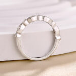 S925 Art Deco Half Eternity Sona Simulated Diamond Women's Wedding Band - Image 5