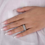 S925 Luxurious Pave Wide Wedding Band In Sterling Silver - Image 3