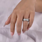 S925 Luxurious Pave Wide Wedding Band In Sterling Silver - Image 5