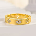 S925 Maxine Noble Wide Yellow Gold Wedding Band