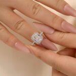 S925 Maxine Halo Radiant Cut Engagement Ring In Sterling Silver - Image 2