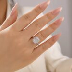 S925 Maxine Halo Radiant Cut Engagement Ring In Sterling Silver - Image 3