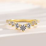 S925 Stunning Chic Thin V Shaped Stacking Wedding Band In Sterling Silver