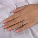 S925 Half Eternity Blue And White Sapphire Wedding Band For Women In Sterling Silver - Image 4