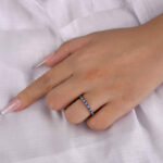 S925 Half Eternity Blue And White Sapphire Wedding Band For Women In Sterling Silver - Image 6