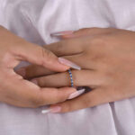 S925 Half Eternity Blue And White Sapphire Wedding Band For Women In Sterling Silver - Image 5