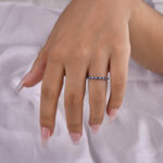 S925 Half Eternity Blue And White Sapphire Wedding Band For Women In Sterling Silver - Image 3
