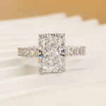 S925 5.0Ct Radiant Cut Side Stone White Gold Engagement Ring For Woman - Image 3