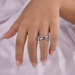 S925 Precious Three Layer Cross Wedding Band - Image 3