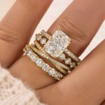 S925 4PC 3.5Ct Radiant Cut Wedding Ring Set With Three Classic Wedding Bands