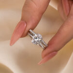 S925 Maxine Dainty Oval Cut Wedding Ring Set For Women - Image 3