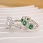 S925 Vintage 5.5Ct Cushion Cut Wedding Ring Set With Halo Emerald Cut Half Wedding Band - Image 4