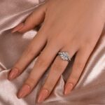 S925 Maxine Classic Moissanite 1.2 CT Round Cut Wedding Ring Set With Curved Design Wedding Band - Image 2