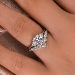 S925 Maxine Classic Moissanite 1.2 CT Round Cut Wedding Ring Set With Curved Design Wedding Band